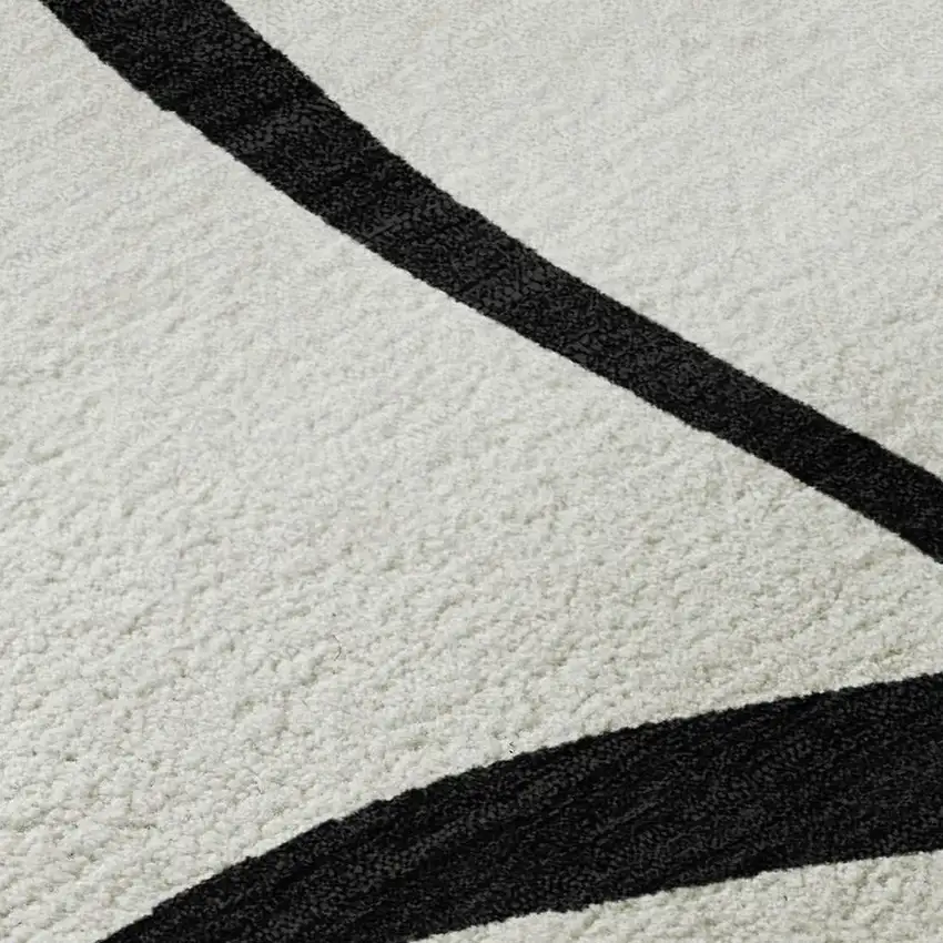 White And Black Abstract Washable Area Rug With UV Protection Photo 2
