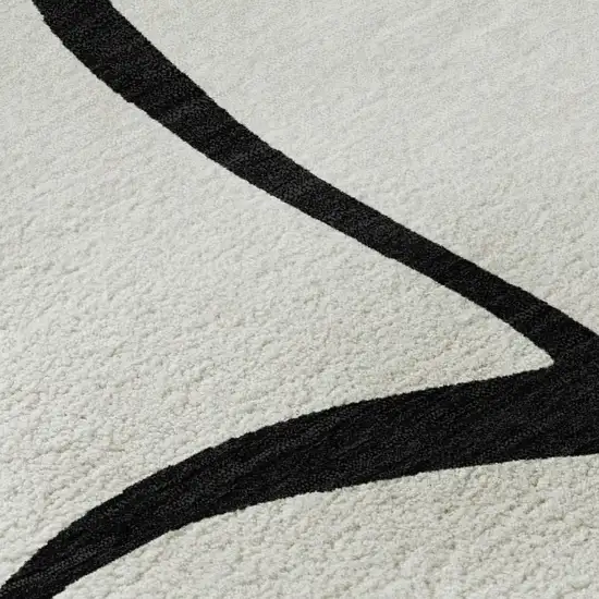 White And Black Abstract Washable Area Rug With UV Protection Photo 3