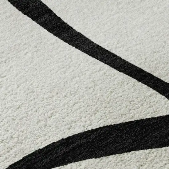 White And Black Abstract Washable Area Rug With UV Protection Photo 2