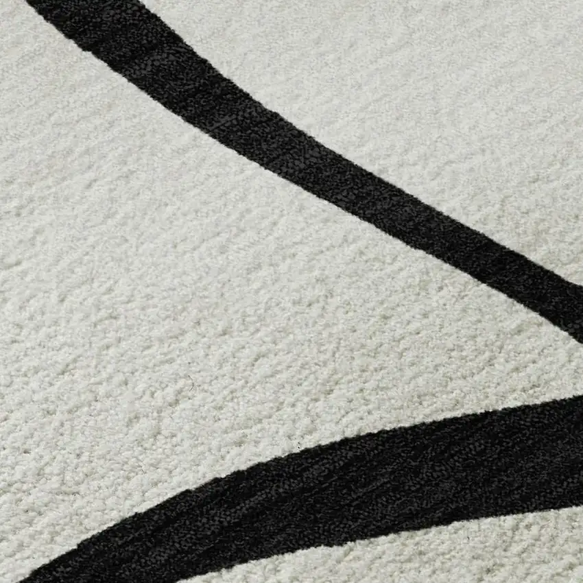 White And Black Abstract Washable Area Rug With UV Protection Photo 2