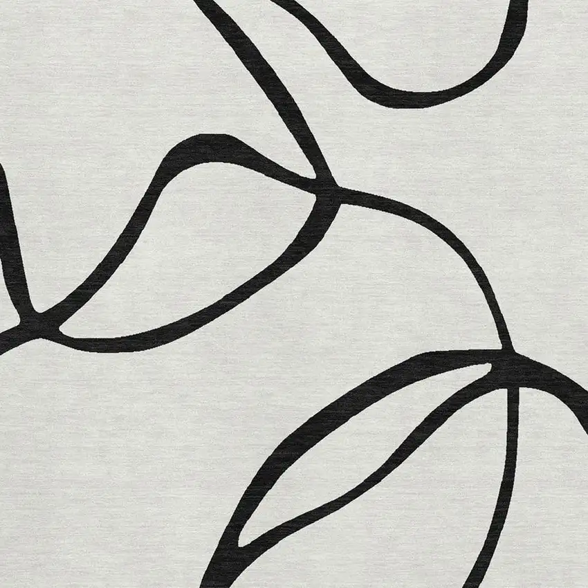 White And Black Abstract Washable Area Rug With UV Protection Photo 3