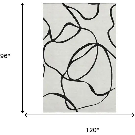 White And Black Abstract Washable Area Rug With UV Protection Photo 6