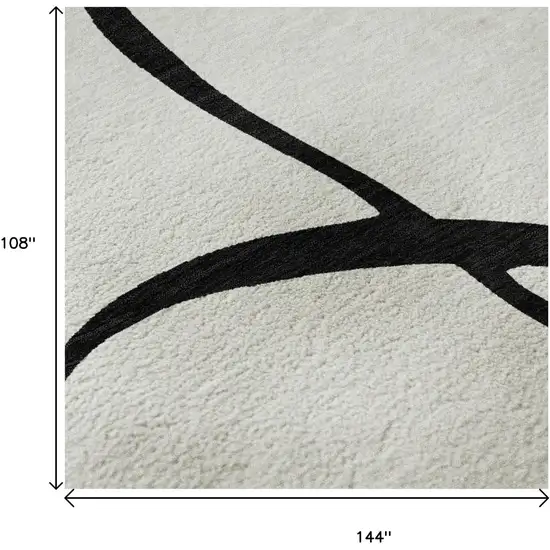 White And Black Abstract Washable Area Rug With UV Protection Photo 9