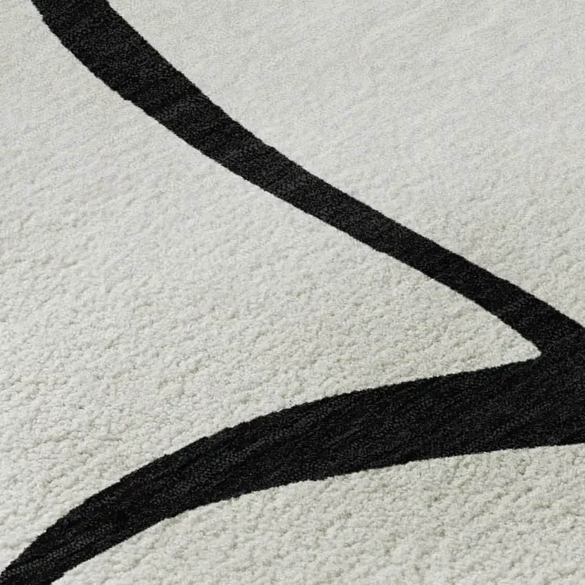 White And Black Abstract Washable Area Rug With UV Protection Photo 2