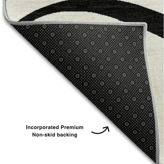 White And Black Abstract Washable Area Rug With UV Protection Photo 6