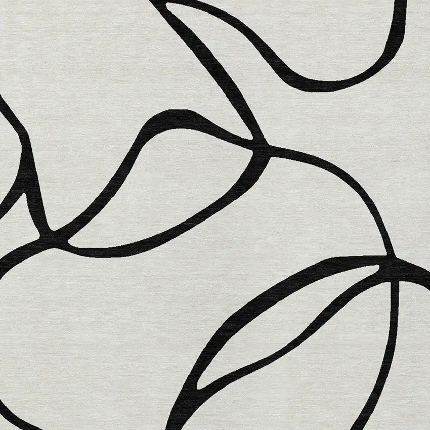 White And Black Abstract Washable Indoor Outdoor Area Rug Photo 5