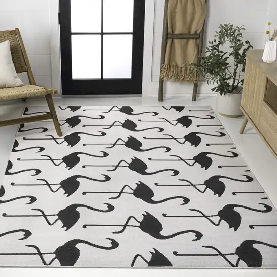 White And Black Animal Print Indoor Outdoor Area Rug Photo 5