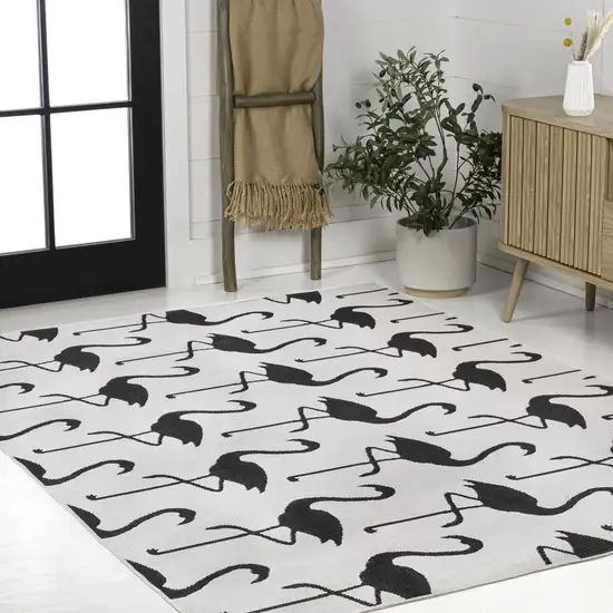 White And Black Animal Print Indoor Outdoor Area Rug Photo 4