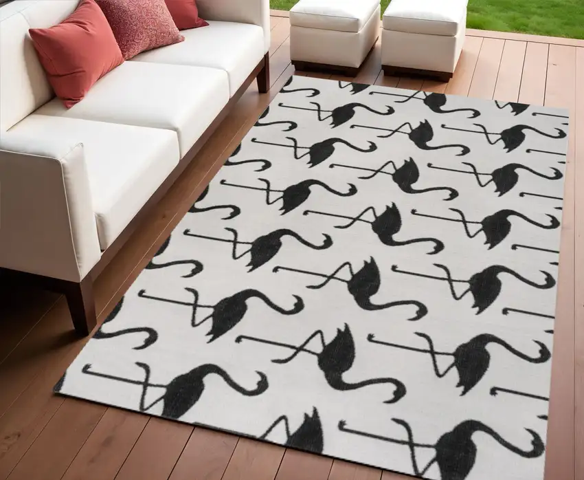 White And Black Animal Print Indoor Outdoor Area Rug Photo 1
