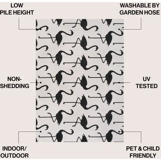 White And Black Animal Print Indoor Outdoor Area Rug Photo 8