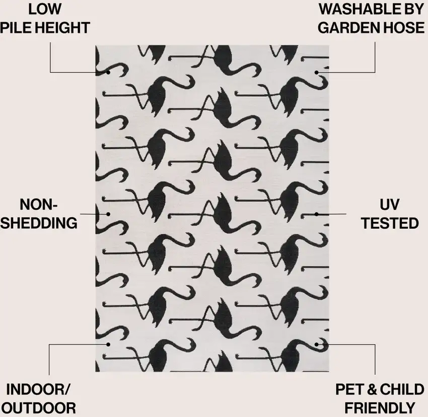 White And Black Animal Print Indoor Outdoor Area Rug Photo 8