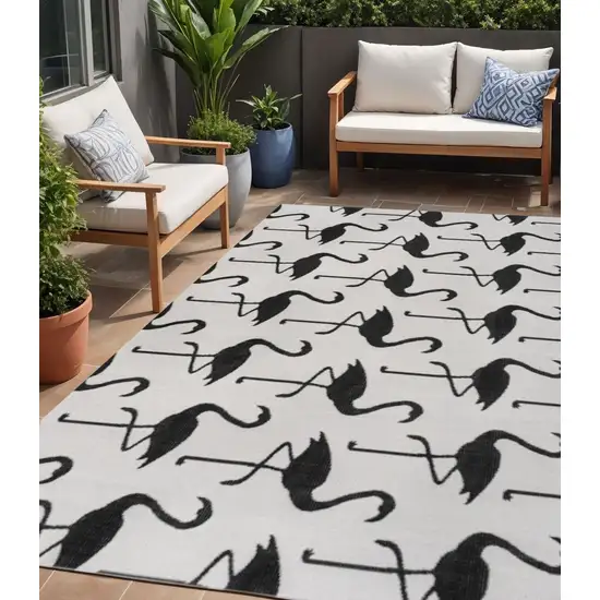 White And Black Animal Print Indoor Outdoor Area Rug Photo 1