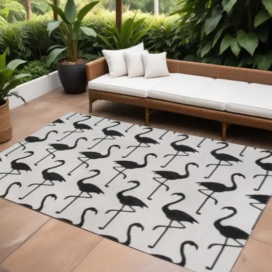 White And Black Animal Print Indoor Outdoor Area Rug Photo 1