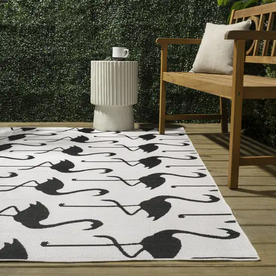 White And Black Animal Print Indoor Outdoor Area Rug Photo 6