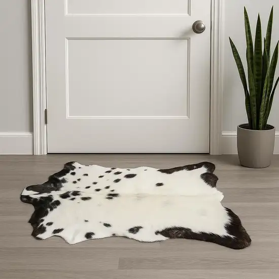 Black And White Cowhide Cowhide Print Hand Woven Area Rug Photo 1