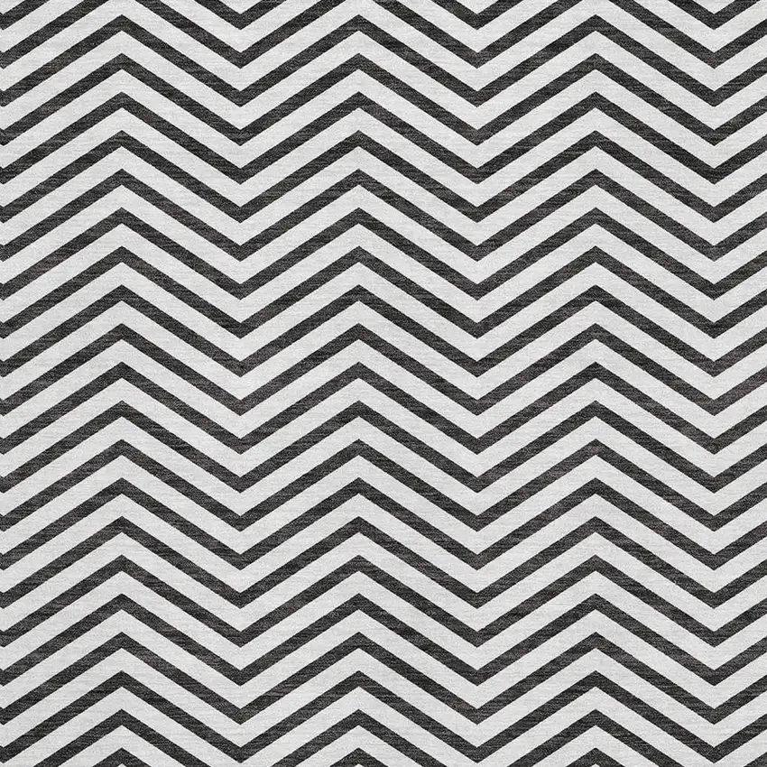 White And Black Chevron Washable Area Rug With UV Protection Photo 2