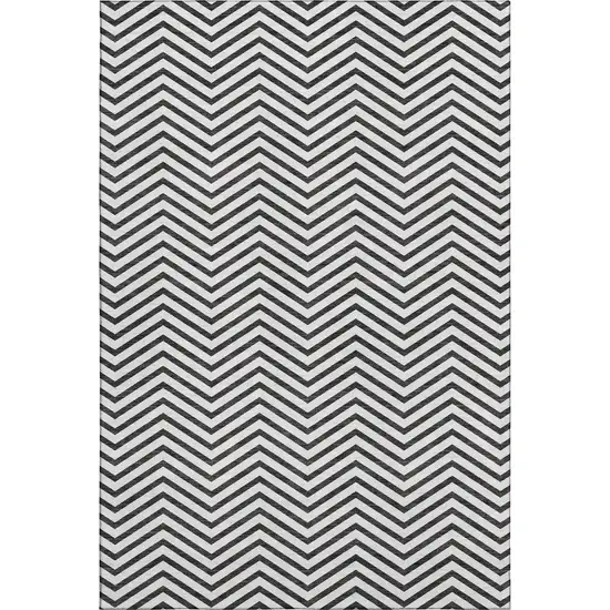 White And Black Chevron Washable Area Rug With UV Protection Photo 1