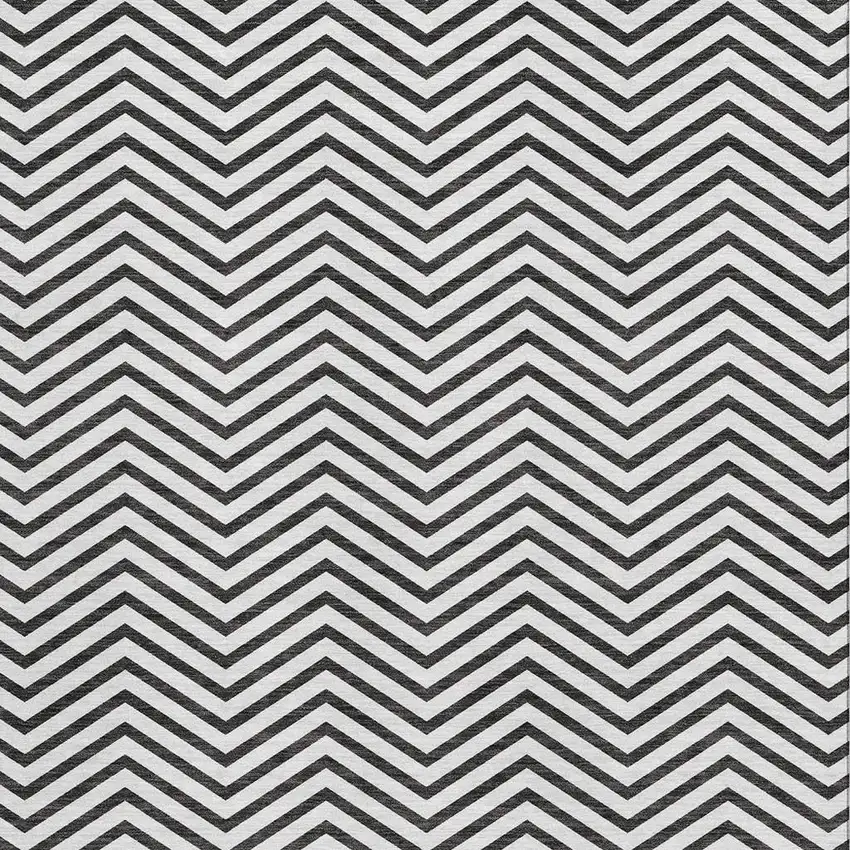 White And Black Chevron Washable Area Rug With UV Protection Photo 2