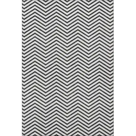 White And Black Chevron Washable Area Rug With UV Protection Photo 3