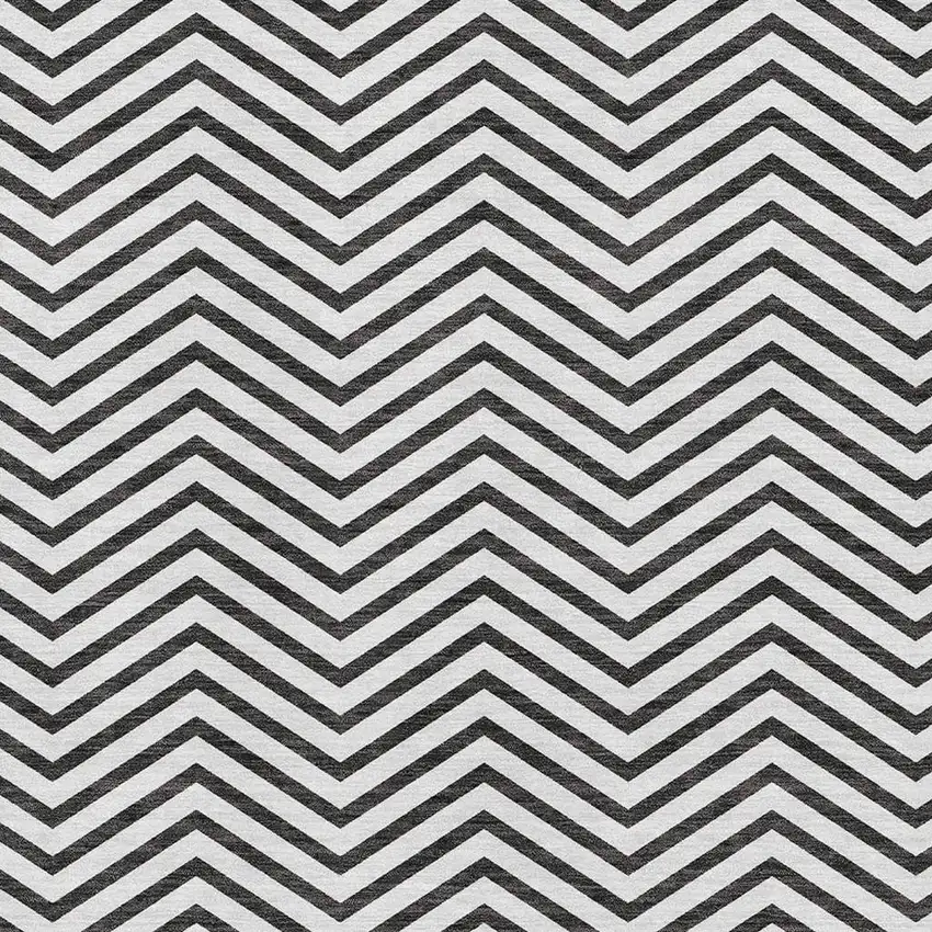 White And Black Chevron Washable Area Rug With UV Protection Photo 2