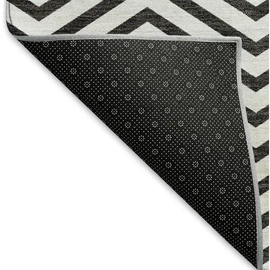 White And Black Chevron Washable Area Rug With UV Protection Photo 6