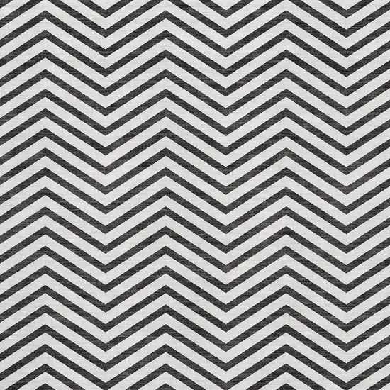 White And Black Chevron Washable Area Rug With UV Protection Photo 2