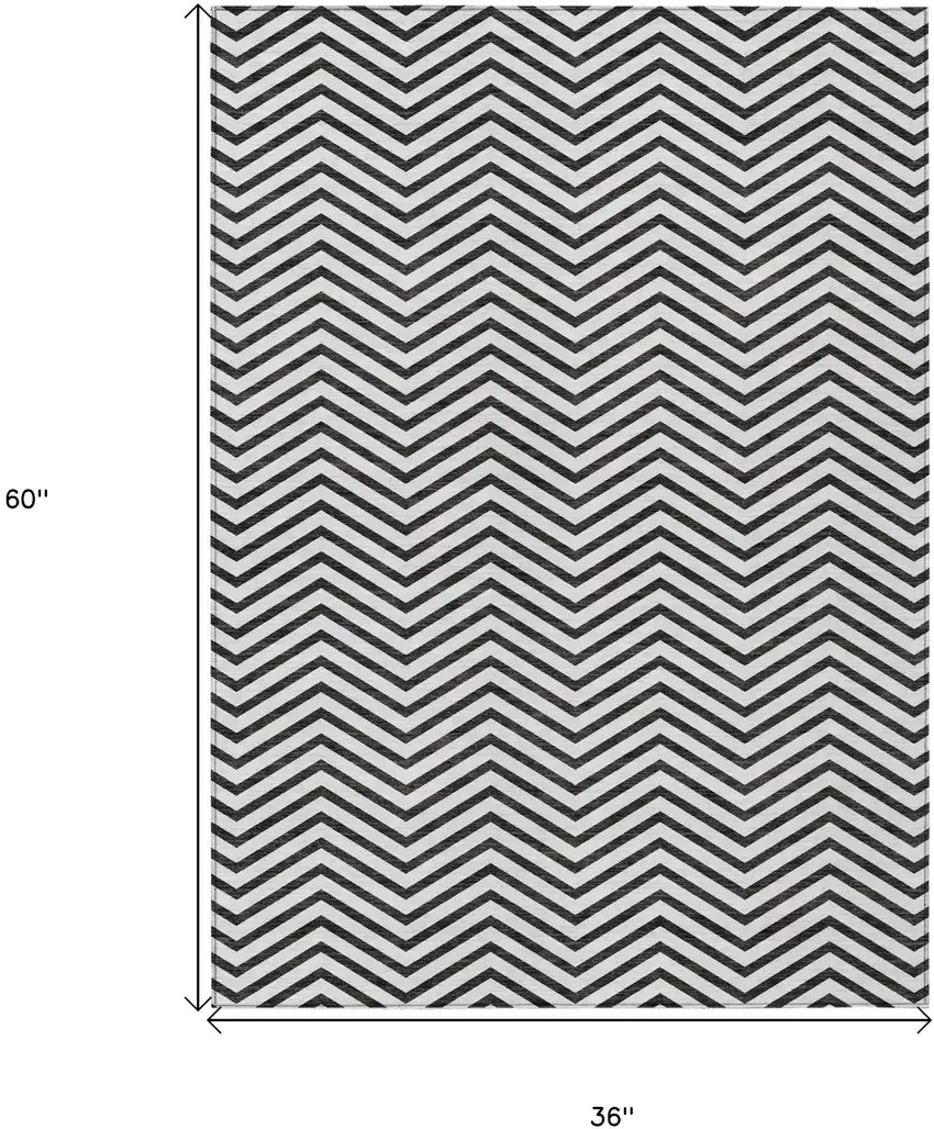 White And Black Chevron Washable Indoor Outdoor Area Rug Photo 3