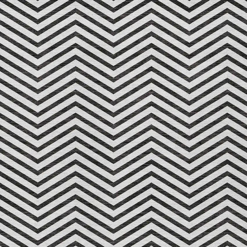 White And Black Chevron Washable Indoor Outdoor Area Rug Photo 5