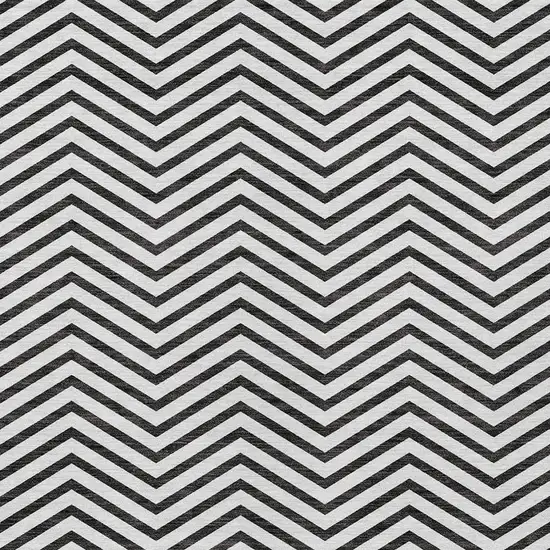 White And Black Chevron Washable Indoor Outdoor Area Rug Photo 5