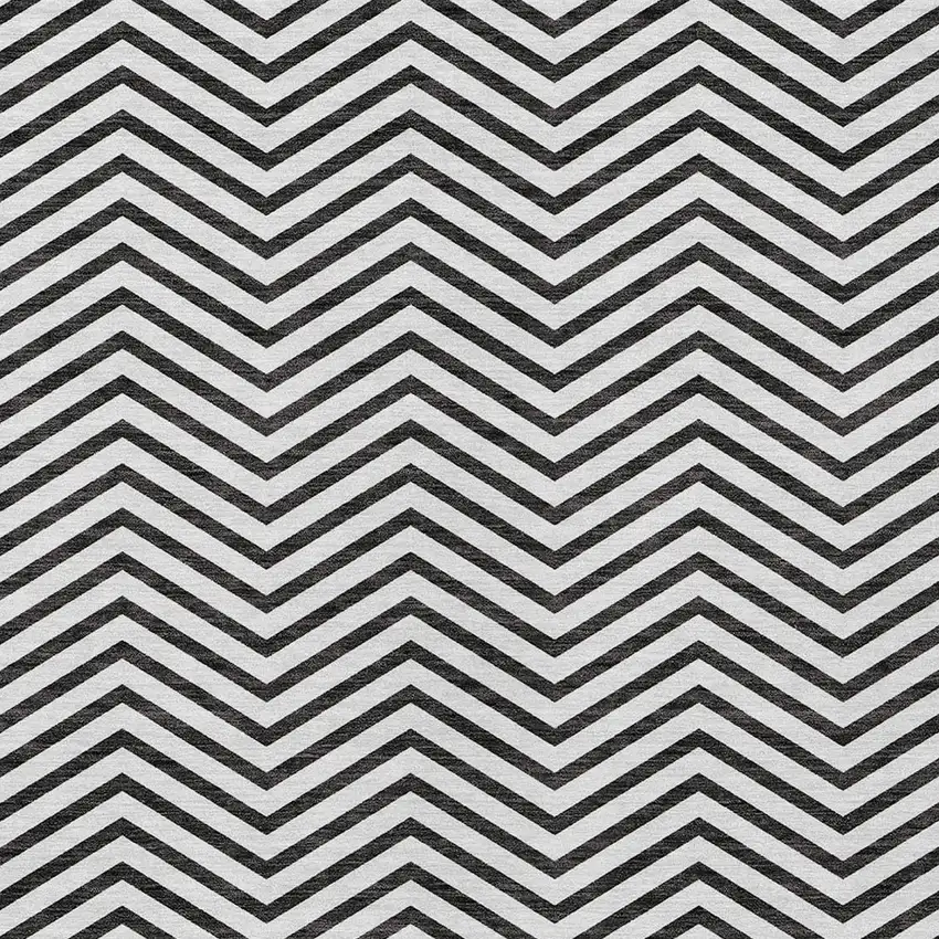 White And Black Chevron Washable Indoor Outdoor Area Rug Photo 5