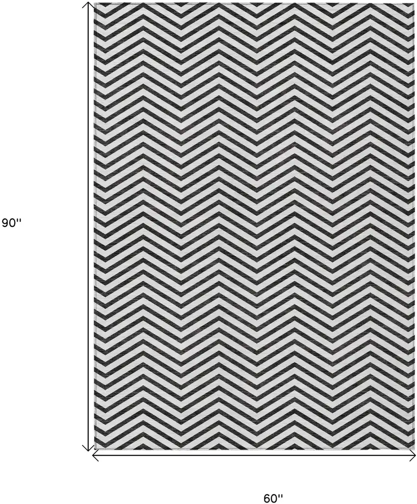 White And Black Chevron Washable Indoor Outdoor Area Rug Photo 3