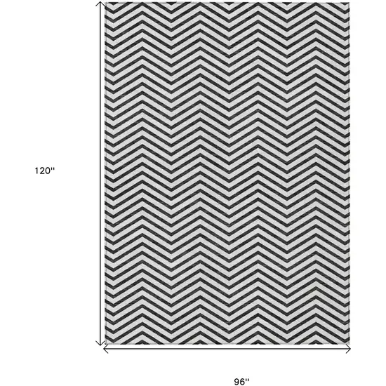 White And Black Chevron Washable Indoor Outdoor Area Rug Photo 3
