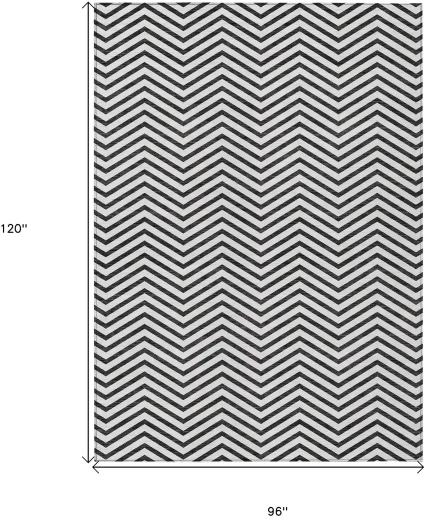 White And Black Chevron Washable Indoor Outdoor Area Rug Photo 3