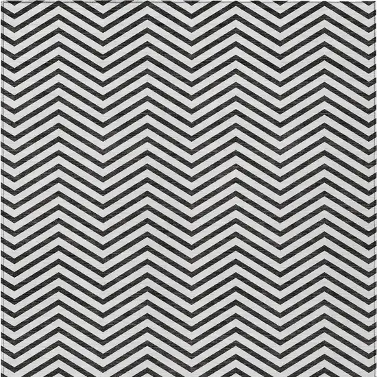 White And Black Chevron Washable Indoor Outdoor Area Rug Photo 7