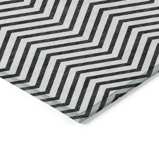 White And Black Chevron Washable Indoor Outdoor Area Rug Photo 4