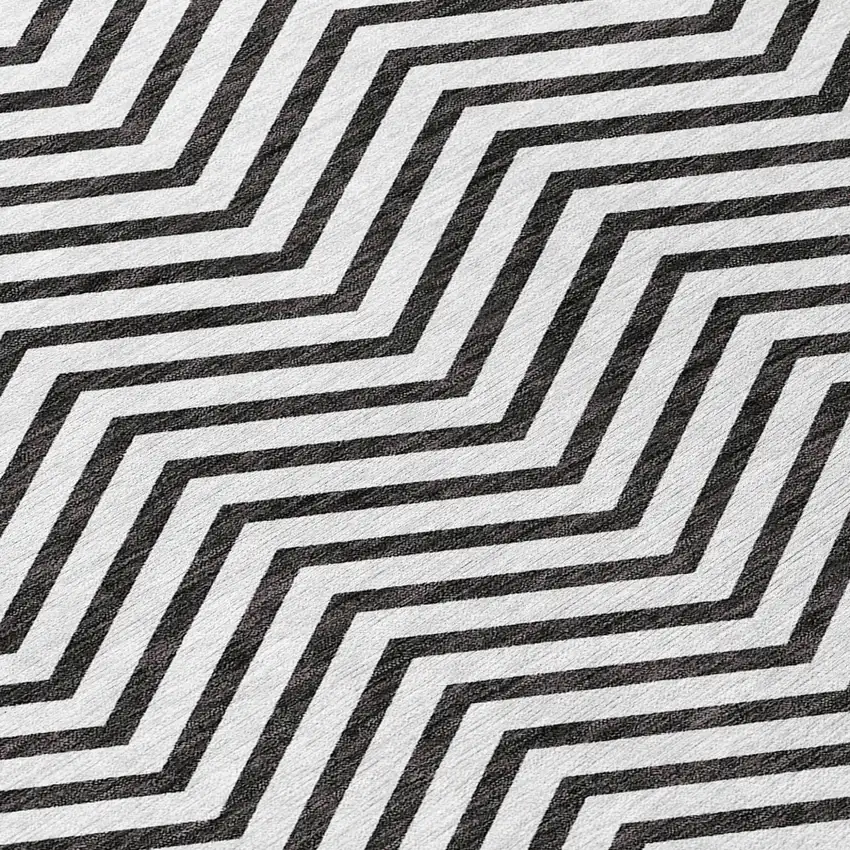 White And Black Chevron Washable Indoor Outdoor Area Rug Photo 6