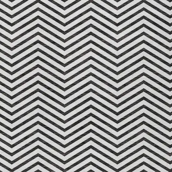 White And Black Chevron Washable Indoor Outdoor Area Rug Photo 5