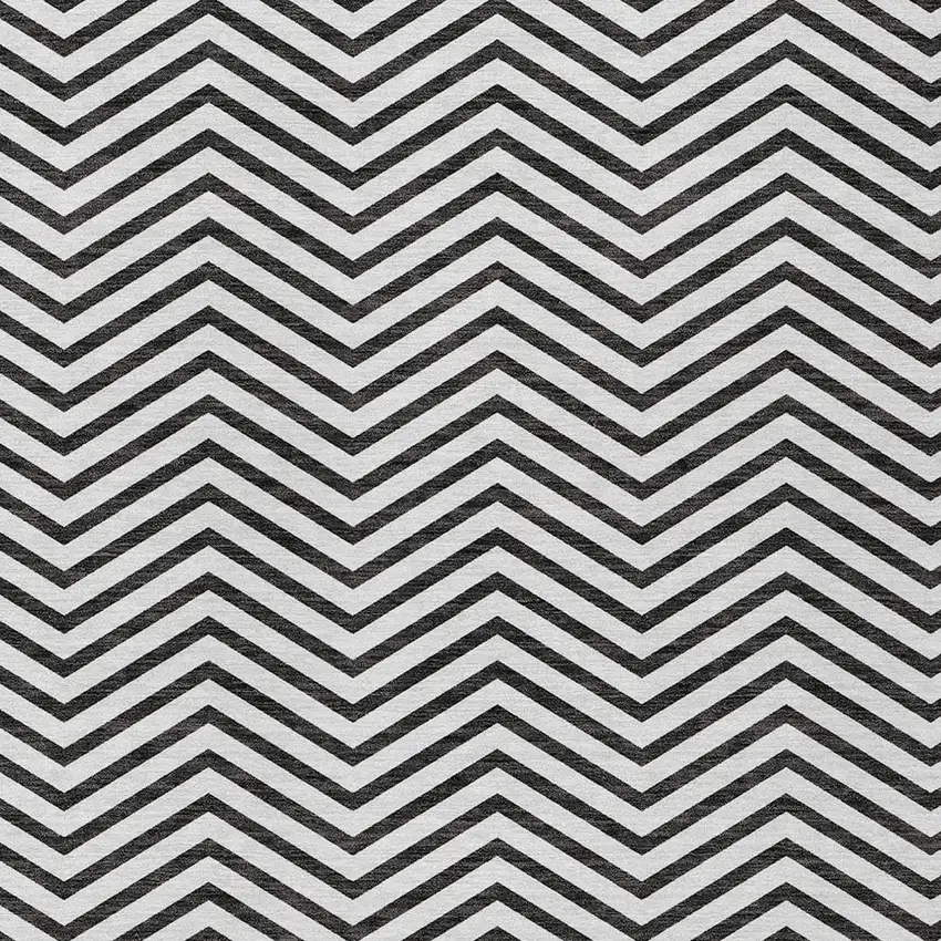 White And Black Chevron Washable Indoor Outdoor Area Rug Photo 5