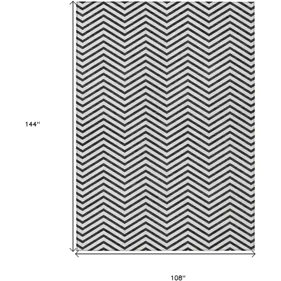 White And Black Chevron Washable Indoor Outdoor Area Rug Photo 3