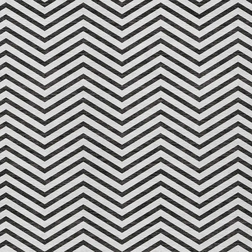 White And Black Chevron Washable Indoor Outdoor Area Rug Photo 5