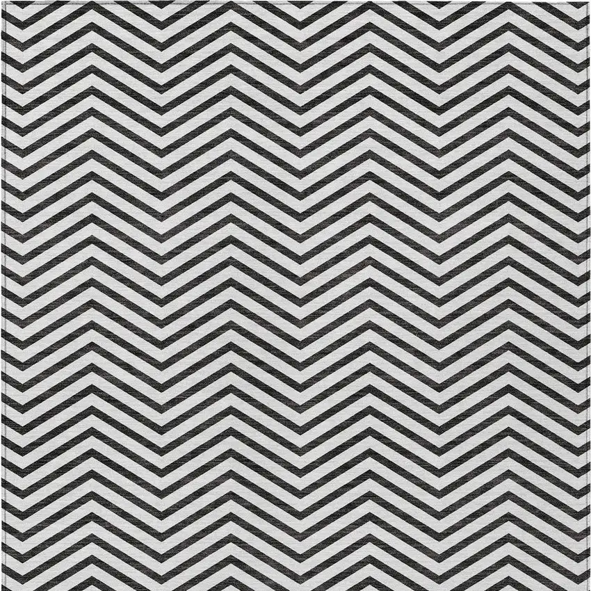 White And Black Chevron Washable Indoor Outdoor Area Rug Photo 6