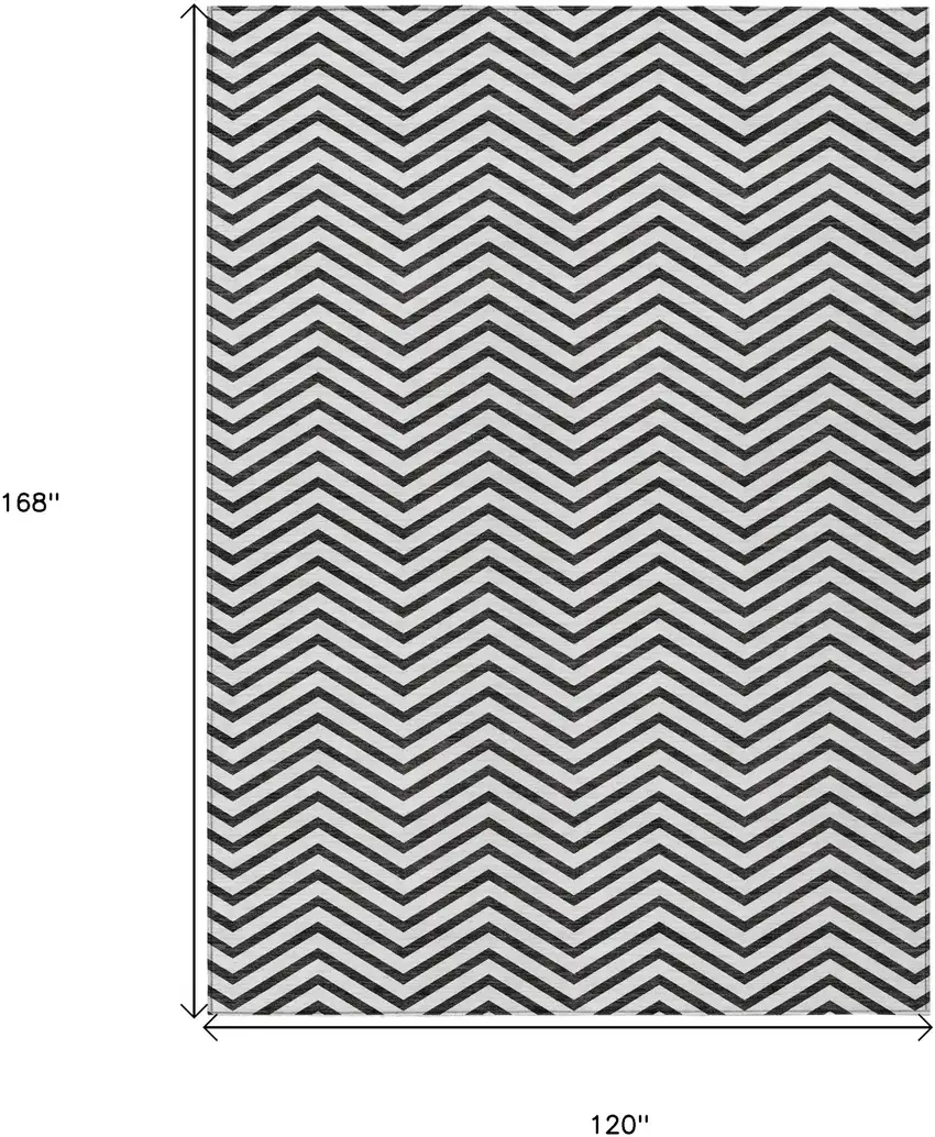 White And Black Chevron Washable Indoor Outdoor Area Rug Photo 3