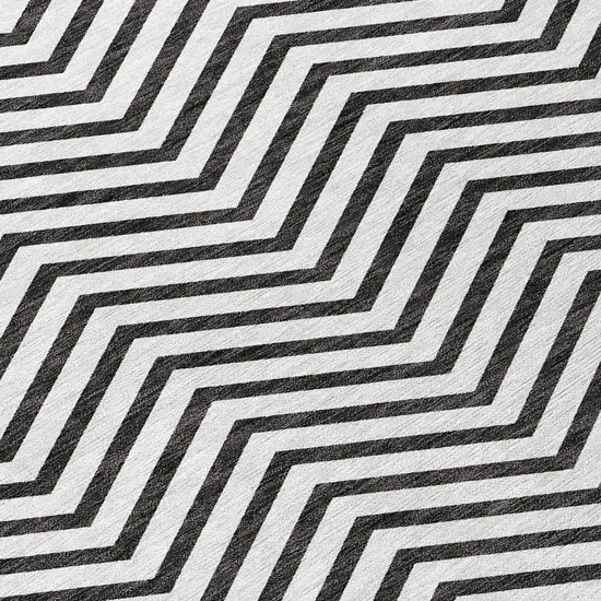 White And Black Chevron Washable Indoor Outdoor Area Rug Photo 5