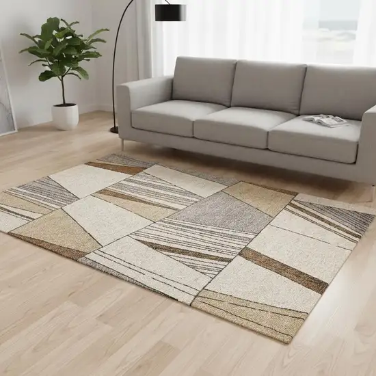 White And Black Geometric Area Rug Photo 3