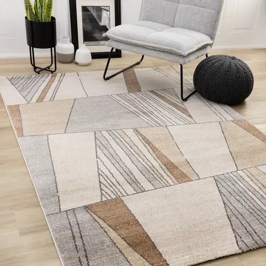 White And Black Geometric Area Rug Photo 5