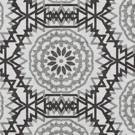 White And Black Geometric Washable Area Rug With UV Protection Photo 3