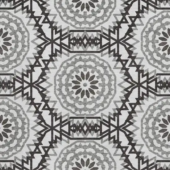 White And Black Geometric Washable Area Rug With UV Protection Photo 4