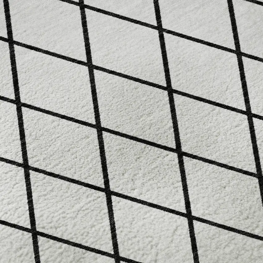 White And Black Geometric Washable Area Rug With UV Protection Photo 9