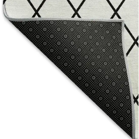 White And Black Geometric Washable Area Rug With UV Protection Photo 6