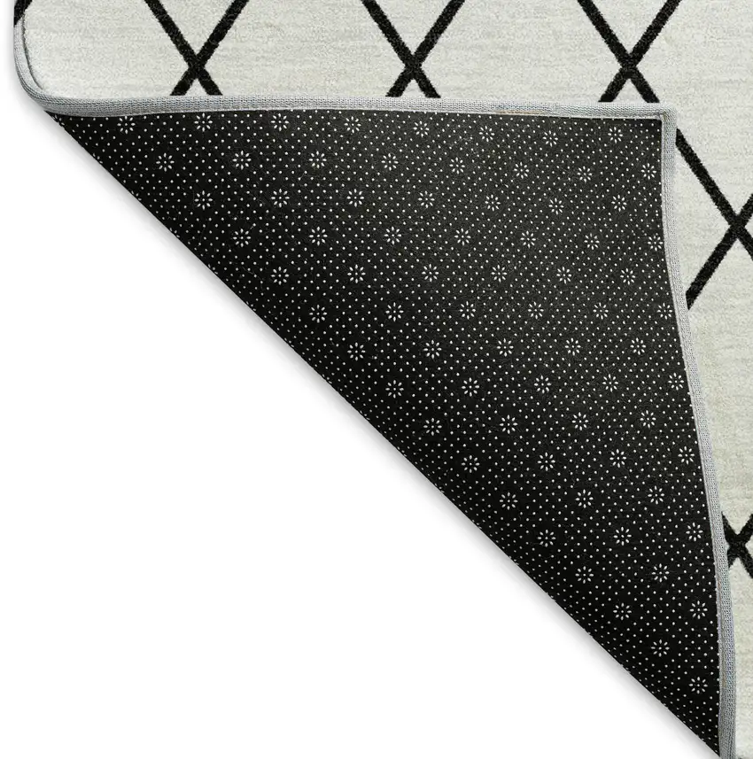 White And Black Geometric Washable Area Rug With UV Protection Photo 6